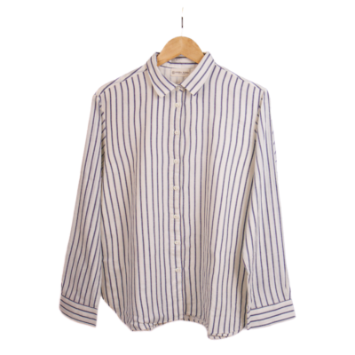 Womens Shirt in White and Ink Blue Stripes