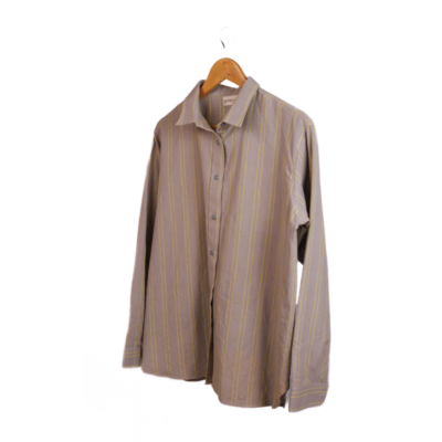 Full Sleeve Womens Shirt Yellow Stripes in Grey