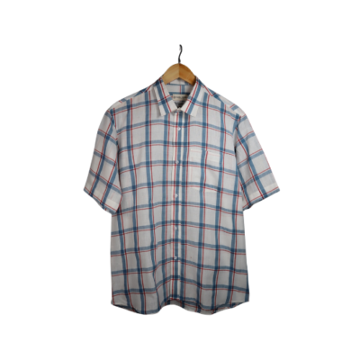 Mens Shirt Checkered in White, Blue & Red